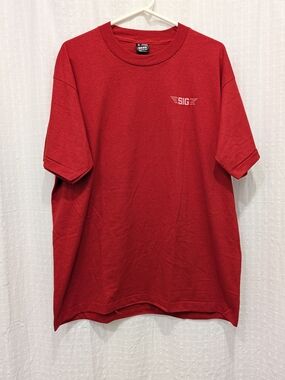VTG 90s Men's Red Fruit Of The Loom SIG Mfg RC Airplane Promo TShirt XL EUC